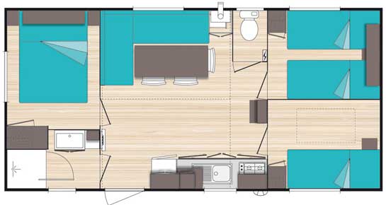 Plan de la location d'un grand mobil home en Camargue