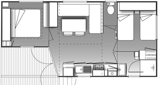 Plan d'un mobil home climatisé en Camargue